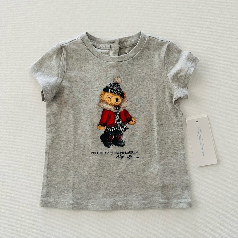 Ralph Lauren 12 24 Months Baby Girl Polo Bear Top T-shirt Holiday Christmas